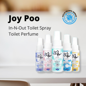 Home use 5x JoyPoo In-N-Out Toilet Spray 60mL - Removes 99.99% Germs Toilet Odor Pleasant Smell Elimination 350 Sprays/bottle. Air Refreshing Spray Removes bacteria on toilet seat cover. Sanitizing Toilet Spray