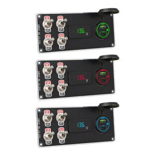 Universal Vehicle Phone 4 Toggle Switches Panel Metal Construction For Car Marine Boats