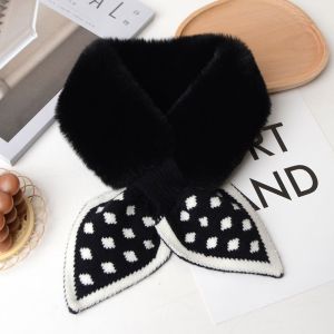 FLYING Faux Fur Plush Shawl Thicken Neckerchief Cross Scarf Plush Scarfs Warm Bib