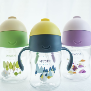 Evorie Award Winning Tritan Weighted Straw Sippy Cup with Handles for Baby and Toddlers 6 Months up 200mL Leakproof Soft Silicone Straw First Infant Water Bottle (Daydream)