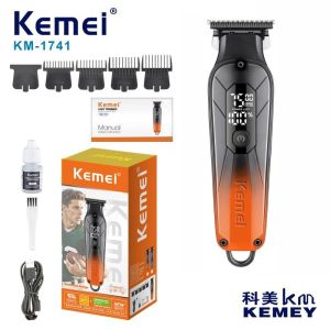 KEMEI Metal Fuselage Electric Hair Trimmer Dlc Coated Ceramic Blade 8000 Rpm Rechargeable Razor Blade Hair Trimmer KM-1741