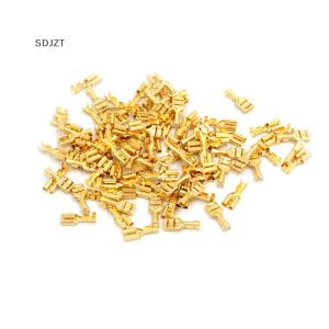 ZZ🔥🔥🔥 ขั้วต่อสายขั้วขั้วต่อสายไฟสำหรับรถยนต์ลำโพงทองเหลืองสีทองขนาด6.3มม. จำนวน100ชิ้น