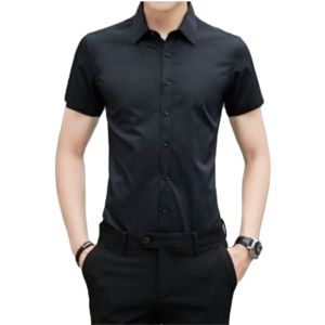 【COD】Mens Solid Color Short Sleeved Shirt Business And Office Formal Clothing Summer Shirt Suit Matching Shirt