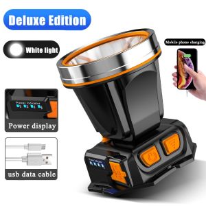 T120 LED Headlamp 2KM Long Range USB Rechargeable Waterproof Multifunctional Headlight