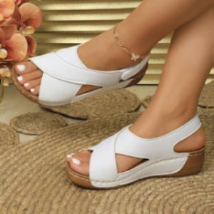 [Free Shipping] Plus-Size WomenS Sandals Featuring A Hook-And-Loop Strap Design At The Heel Offering Both Comfort And Style