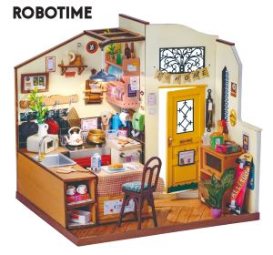 Robotime Rolife Cozy Kitchen DIY Miniature House Kit Doll House Decorative Wooden Kit Toy Kids Gifts