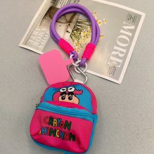 Cute Crayon Shin-Chan Bag Lanyard Wallet Keychain Storage Bag Anti Throwing Wrist Strap Cartoon Gifts for Boys Girl
