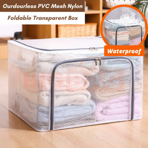 Transparent Storage Box Foldable Clothes Storage Box Waterproof Kotak Simpan Baju Bekas Baju Kotak Simpan Barang