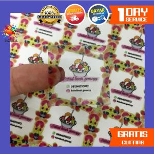 SKVT 2-15 Cetak Stiker Label Custom Sticker Laminasi Bahan Waterproof Anti Air Vinyl Transparan