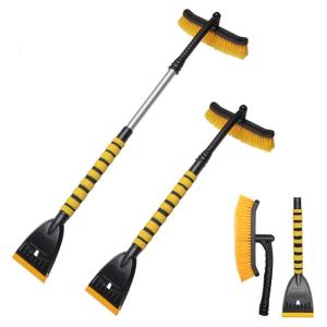 พลั่วหิมะน้ำแข็งกระจกบังลมแบบปรับได้โดยใช้จับไม่ลื่นใบมีดเสริม ABS เพื่อการทำความสะอาดหิมะที่มีประสิทธิภาพ