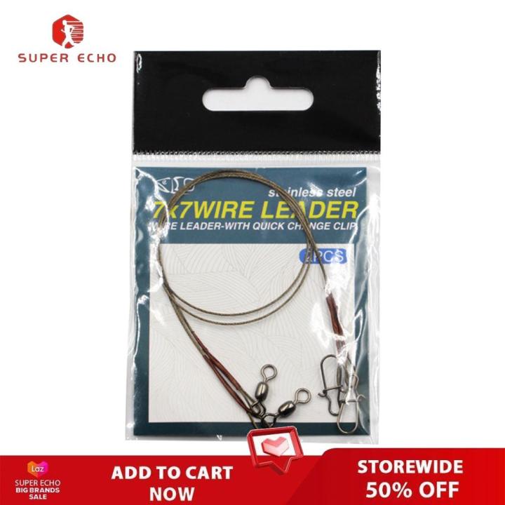 Stainless Steel Wire Leader Fishing Leash w/ Rolling Swivels Lure Anti-Bite  Line