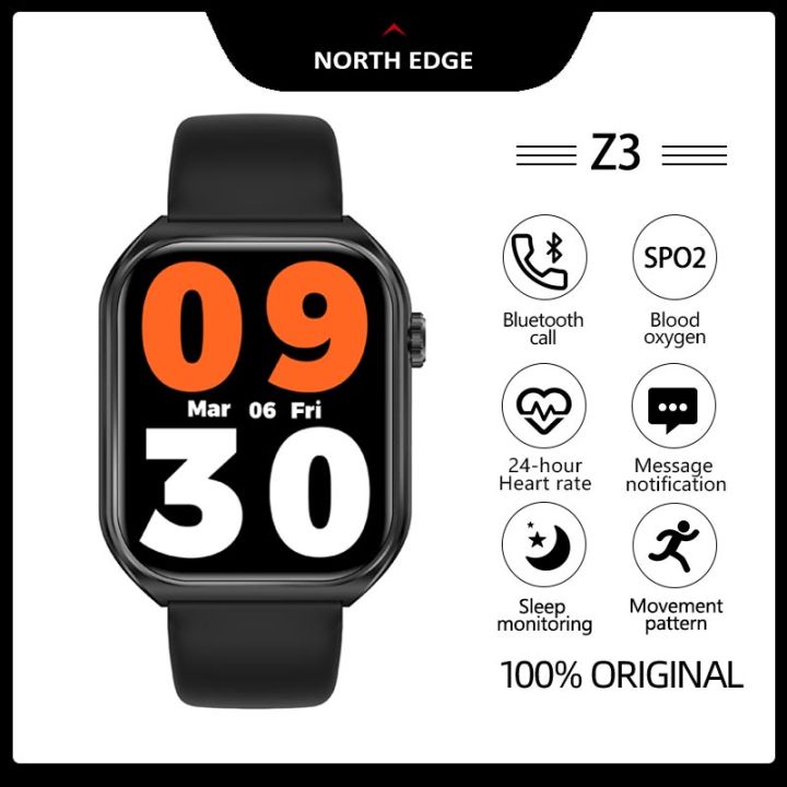 NORTH EDGE Z3จอ HD 1.83นิ้วนาฬิกาอัจฉริยะบลูทูธของผู้ชาย,นาฬิกาอัจฉริยะมีหลายโหมดฟังก์ชันฟังก์ชันฟังก์ชันฟังก์ชันตรวจวัดอัตราการเต้นของหัวใจมีออกซิเจนในเลือด IP67กันน้ำสุขภาพผู้หญิง