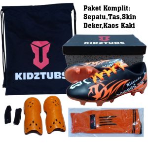KIDZTUBS Sepatu Bola Anak Paket Komplit Sepatu Bola Tas Skin Deker Kaos Kaki Usia 6-10 Tahun Size 28 29 30 31 32 33 34 35 36 37 KDZ1422010425
