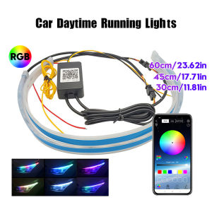 Novsight ไฟ LED ไฟกลางวัน 2 เส้น พร้อมไฟเลี้ยว ควบคุมการทำงานผ่านแอปพลิเคชันและรีโมทคอนโทรล ระบบสี RGB แรงดัน 12V