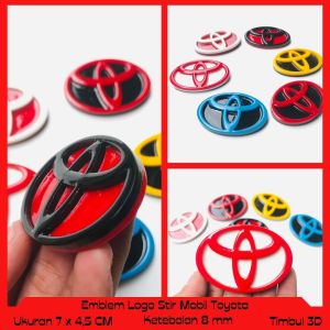 EMBLEM LOGO STIR MOBIL TOYOTA VARIASI TIMBUL 3D BAHAN FIBERGLASS