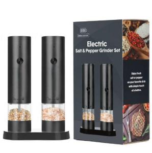 Electric pepper grinder - Two-piece with base USB rechargeable model household black portable sea salt button-type grinder