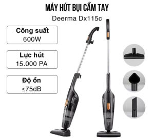 Máy hút bụi cầm tay Deerma DX115C công suất 600W lực hút 15000Pa hàng chính hãng bảo hành 12 tháng
