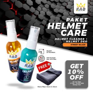 KAD KING AUTO DETAILING Paket Helmet Care Cleaner + Street Blaze Parfum Anti Bakteri & Pembersih Helm