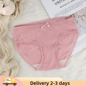oobest 【Delivery 2-3 Days】3pcs/set Middle Waist Panties Womens Underwear Panties Comfortable Korean Style Multiple Colors To Choose Womens Panties