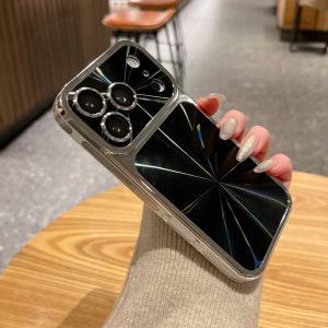 Laser Aurora CD Pattern Plating Shockproof Case For iPhone 17 16 15 14 13 Pro Max Glass Camera Lens Protective Bumper Covers