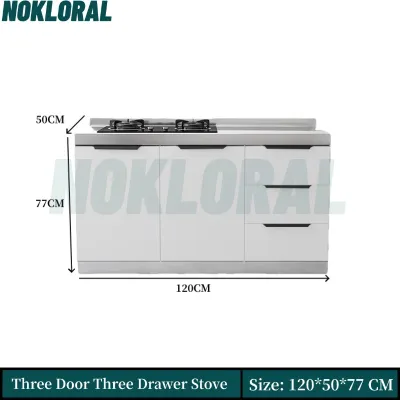 NOKLORAL Stainless Steel Kitchen Cabinet Sink Cabinet Gas Stove Cabinet Cabinet Combined Storage Kitchen Set
