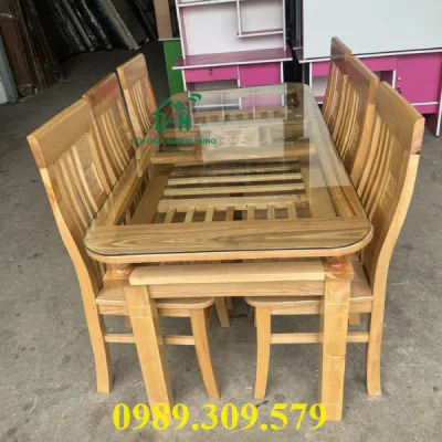 BỘ BÀN ĂN GỖ SỒI MẶT KÍNH CAO CẤP GIAO HỎA TỐC GIAO NHANH HCM