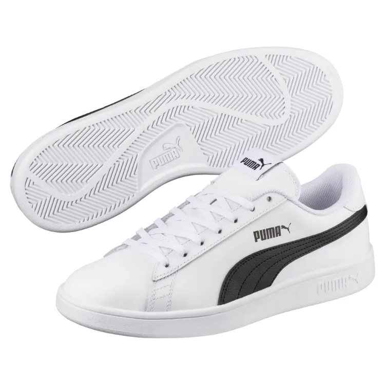 Puma Smash v2 L Unisex Shoes White/Black 365215-01 Low-Cut Pu