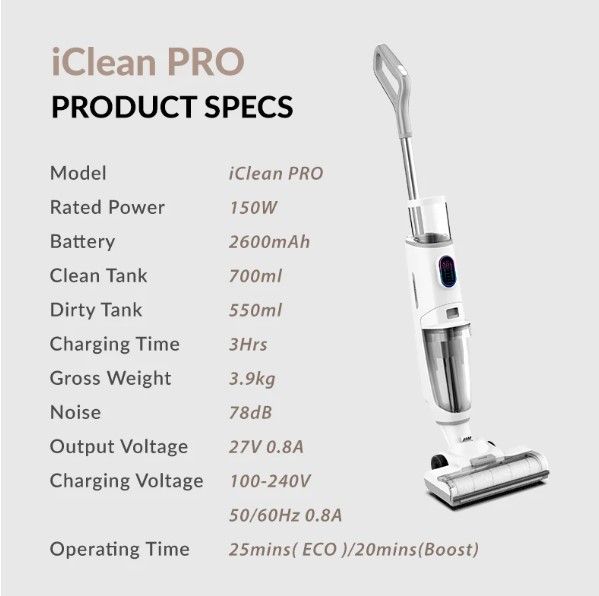 Airbot iClean Pro Wet and Dry Vacuum Cleaner sweep mop 3in1 clean dual