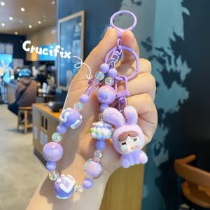 New plush crying doll phone chain bead keychain cute cartoon doll girl heart bag chain pendant