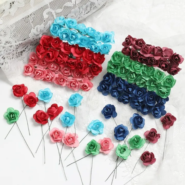 12Pcs/Bouquet 2cm Mini Paper Rose Artificial Flower Heads Bouquet for  Wedding Artificial Rose Flowers DIY Scrapbooking Supplies Lazada PH