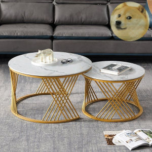 Bàn Trà Đôi Sofa Bàn Trà Mặt Đá Tròn Chân Tròn Đan Chéo 4 Nan Cafe Phòng Khách