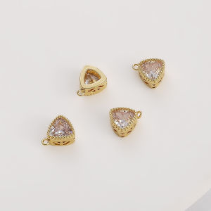 ทองเหลืองชุบทอง14K พร้อมหินเพทายจี้ห้อยคอน่ารักสามเหลี่ยมสวยงามสำหรับทำเครื่องประดับต่างหูสร้อยข้อมือสร้อยคอแบบทำมืออุปกรณ์เสริม