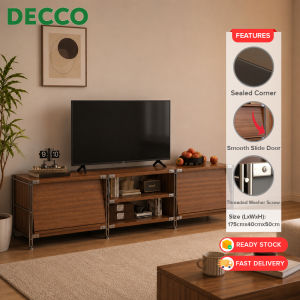 DECCO 2 Door Closet TV Cabinet Console With Open Shelf Storage Minimalist Living Room Entertainment Unit Kabinet TV - Fulfilled by DECCO SHOP