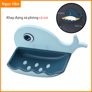Kệ Đựng Xà Phòng 2 Lớp Dán Tường Hình Cá Voi Chất Liệu Nhựa PP
