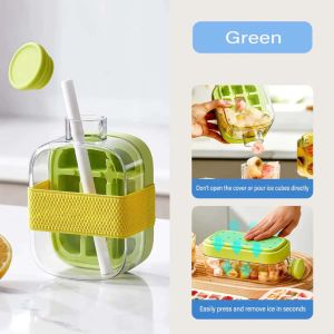 2 in 1 Creative Pressed Ice Cube Mold High Value Portable Water Injection DIY Food Straw Cup Kettle Ice Cube Maker Portable Ice Cube Mold 500ml