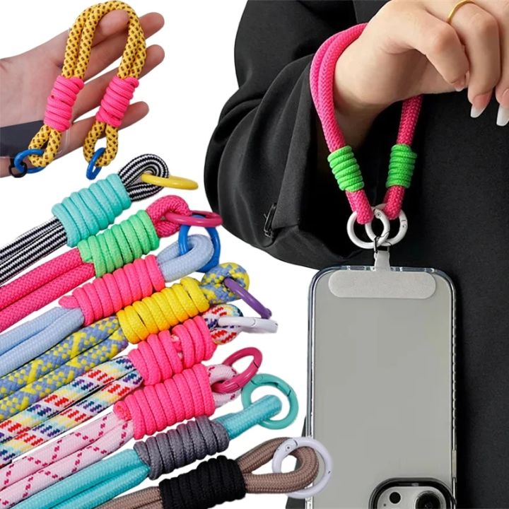 Colorful Braided Mobile Phone Lanyard with Card Anti-lost Hand Wrist ...