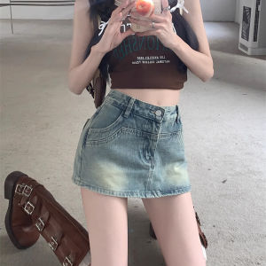 mini Skirt Plus Size for Women High Waist casual Denim Skort korean palda
