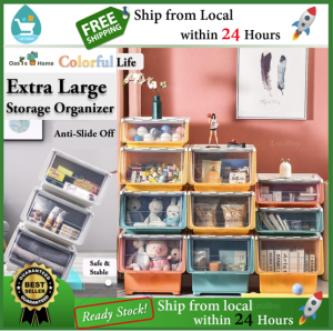 Oasis Home Extra Large Storage Box Multi-Purpose Toy/Snack Storage Container Box with Wheel Plastic Wardrobe Box Organizer for Kitchen/Bathroom//Study Room/Living Room 3 Size Available Regular/Large/Extra Large(Jumbo) 43.5 x 33.5 x 30.5 cm LotzBuy