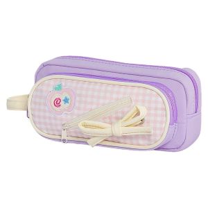 FOUNDTWO Fruit Cherry Cake Print Korean Bow Stationery Bag Handheld Embroidery Pencil Pouch Makeup Cosmetic Storage Aesthetic Korean Fruit Pencil Case Stationery Holder