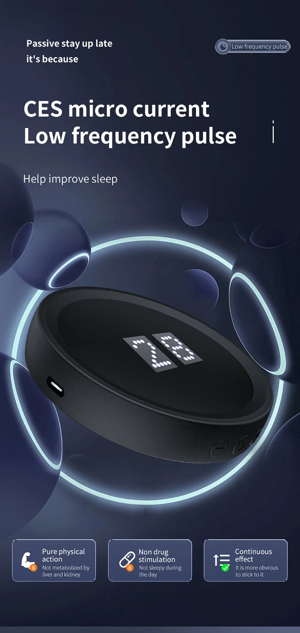 CES Insomnia Electrotherapy Device Fast Sleep Aid Ear Clip Type  Relieve Anxiety Depression Migraine Head Pain Improve Sleeping