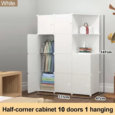 SaveMall Lemari Plastik Portable 14 Pintu Rak Baju Lemari Plastik Gantung Cloth Cabinet DIY Wardrobe Lemari Anak