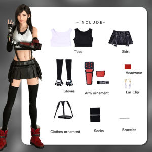 FF VII Tifa เครื่องแต่งกายคอสเพลย์เกมเครื่องแต่งกายคอสเพลย์ Tifa Lockhart อะนิเมะบทบาทเล่นชุดฮาโลวีนปาร์ตี้