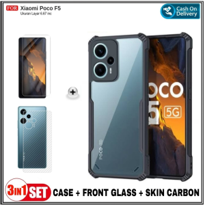 Paket 3in 1 Soft Case POCO F5 X5 PRO 5G M3 Soft Hard Casing Free Tempered Glass Layar + Garskin