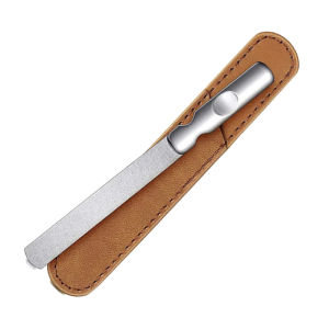 Stainless Steel Nail File With Leather CaseDouble Sided Metal Nail Files For Finger Toe Care Tools