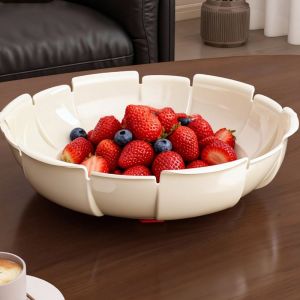 FOUNDTWO Large Capacity Fruit Plates Thicken Petal Shape Snack Serving Tray High Quality Non-toxic Fruit Bowl Household Use