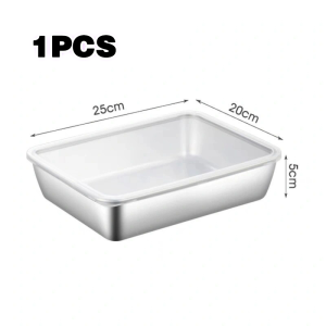5pcs Nampan Persegi Stainless Kotak Stainless Untuk Oven Microwave Dilengkapi Dengan Penutup