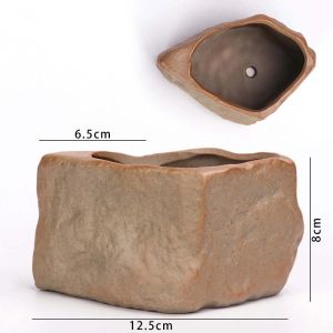 SHIRUI Ceramic Succulent Plant Pots with Drainage Hole Wear Resistant Bonsai Potted Flowerpot Creative Stone Shape Plants Growing Container Home Decoration