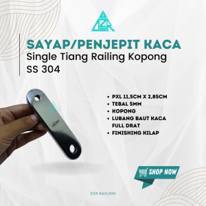 Plat/Sayap Single /Penjepit Kaca KOPONG Stainless stel