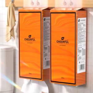 [Tặng 2 móc] Thùng 4 Túi Giấy vệ sinh Rút Treo Tường CHEERFUL 1280 tờ nội địa trung Làm Từ Bột Gỗ Nguyên Sinh