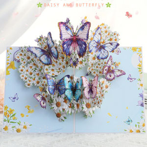 3D Pop-Up Butterfly Greeting Card Handmade Floral Art Card Blank Envelope Note Card Gift for Occasions